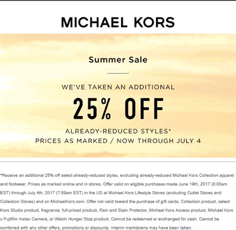 michael kors 25 off code.